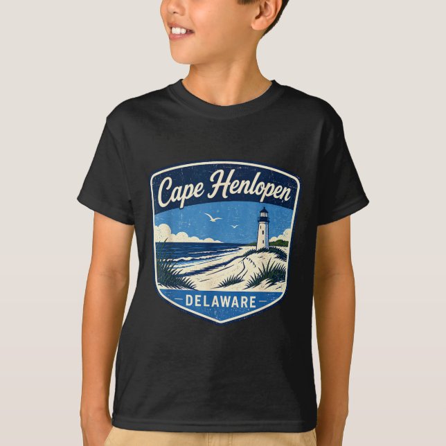 Cape henlopen delaware lighthouse beach ocean T-Shirt (Front)
