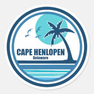 Cape Henlopen Delaware Palm Tree Birds Classic Round Sticker