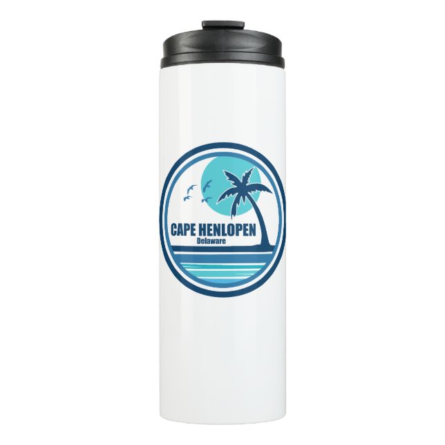 Cape Henlopen Delaware Palm Tree Birds Thermal Tumbler (Front)