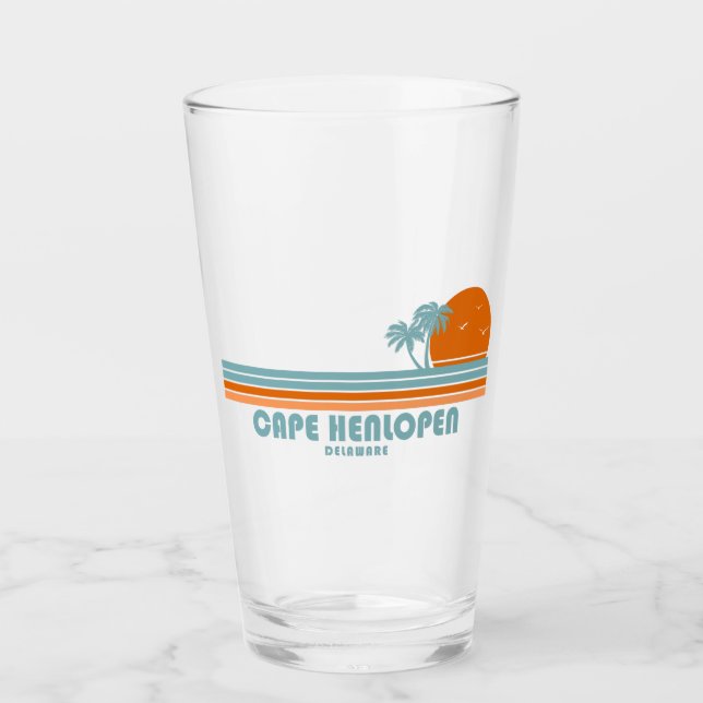 Cape Henlopen Delaware Sun Palm Trees Glass (Front)