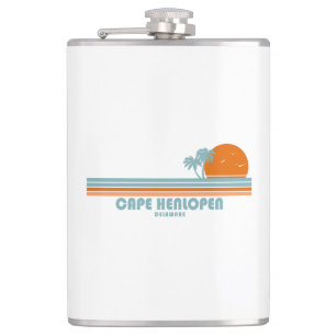 Cape Henlopen Delaware Sun Palm Trees Hip Flask