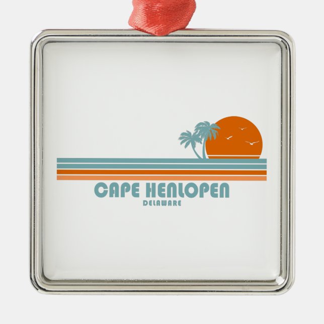 Cape Henlopen Delaware Sun Palm Trees Metal Tree Decoration (Front)