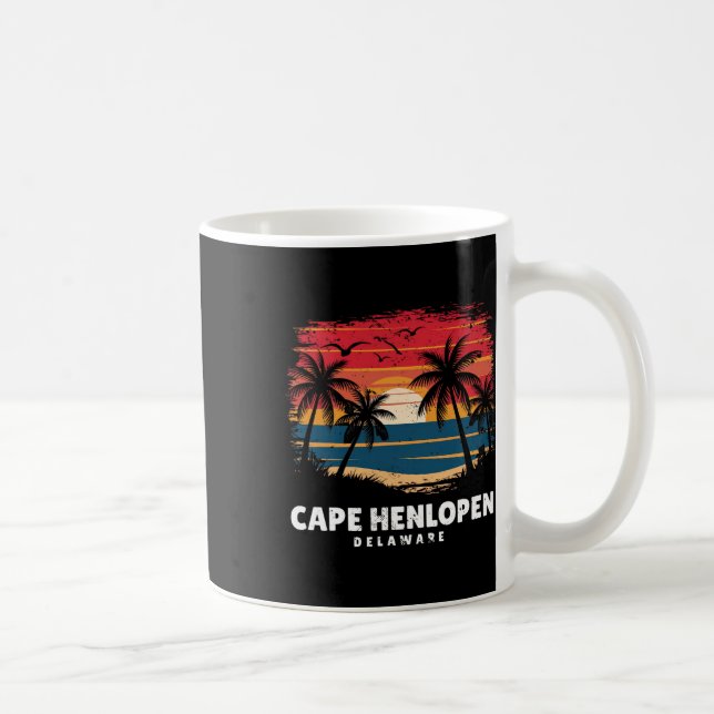 Cape Henlopen State Park Delaware Surfboarder Retr Coffee Mug (Right)