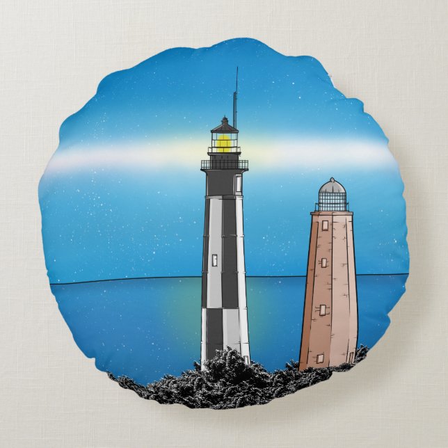 Cape Henry Lighthouse  Virginia Round Cushion (Back)