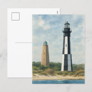 Cape Henry Lighthouses Holiday Postcard