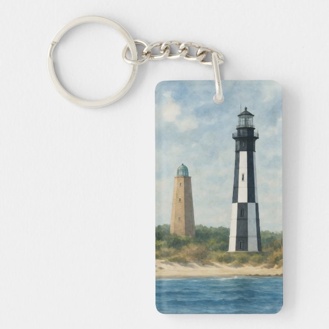 Cape Henry Lighthouses Key Ring (Front)
