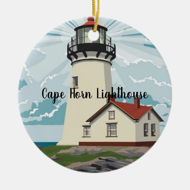 Cape Horn Lighthouse, Chile Ceramic Tree Decoration (Front)