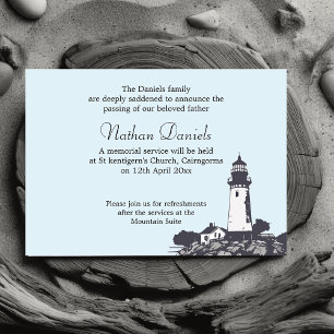Cape Lighthouse Funeral Announcement Card