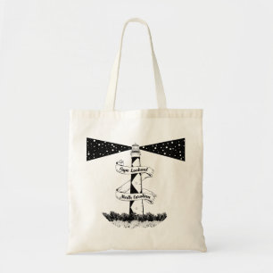 Cape Lookout Lighthouse Black and White Tote Bag