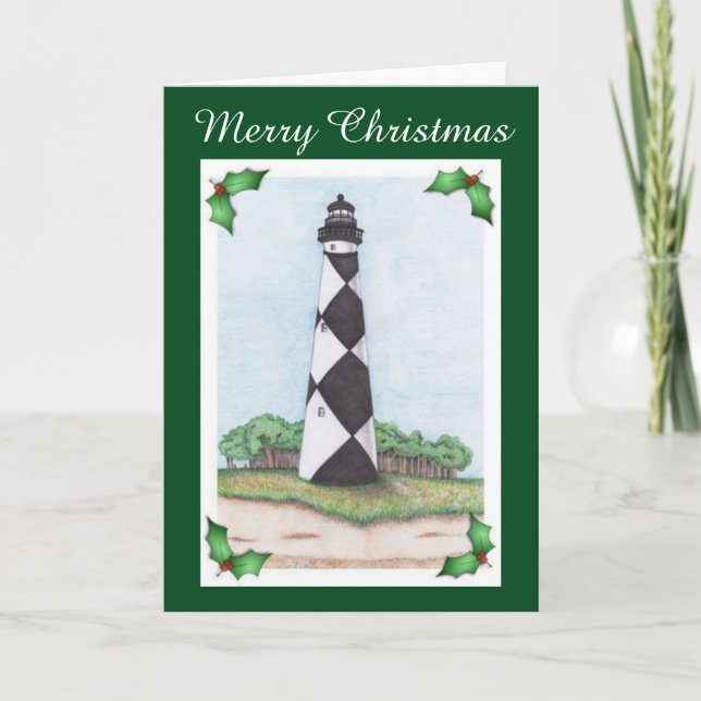 Cape Lookout Lighthouse Christmas Card (Front)
