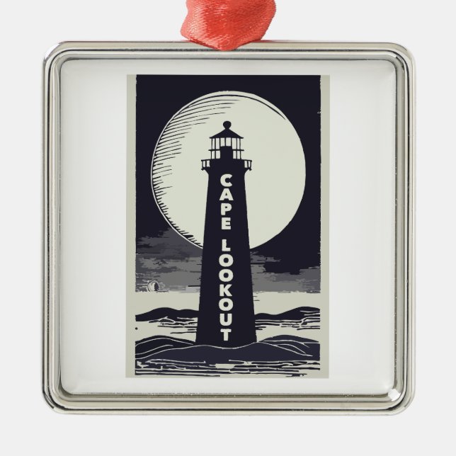 Cape Lookout Lighthouse North Carolina Moon Metal Tree Decoration (Front)