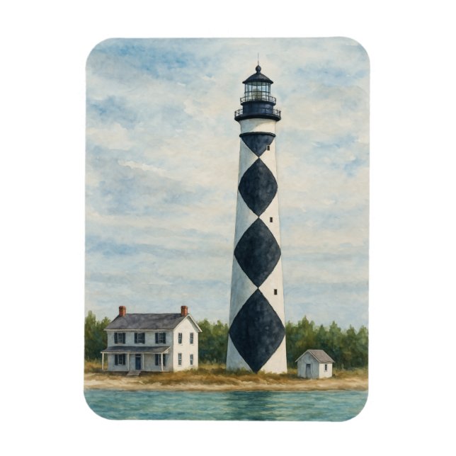 Cape Lookout Lighthouse Watercolor Magnet (Vertical)