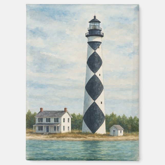Cape Lookout Lighthouse Watercolor Magnet (Front)