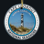Cape Lookout National Seashore North Carolina Ceramic Tree Decoration<br><div class="desc">Cape Lookout National Seashore illustration in a badge style circle.</div>