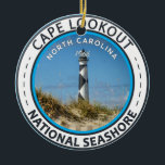 Cape Lookout National Seashore North Carolina Ceramic Tree Decoration<br><div class="desc">Cape Lookout National Seashore illustration in a badge style circle.</div>