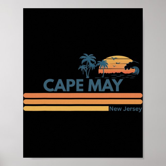 Cape May Beach New Jersey Summer Palm Tree Men Wom Poster (Front)