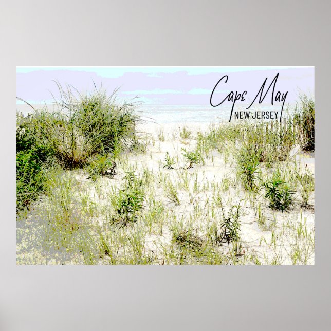 *~* Cape May Beach Sea Grass Fence Poster (Front)