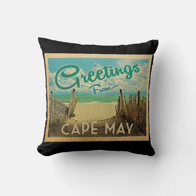 Cape May Beach Vintage Travel Cushion (Front)