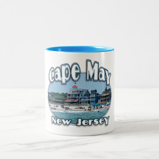 Cape May by EKLEKTIX Summer Beach Jersey Gear. Two-Tone Coffee Mug (Center)