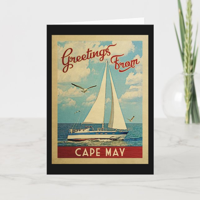 Cape May Greeting Card Sailboat Vintage New Jersey (Front)