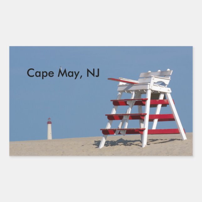 Cape May lifeguard chair Rectangular Sticker (Front)