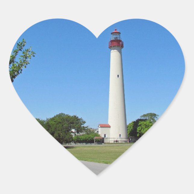 Cape May Lighthouse Heart Sticker (Front)