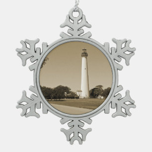 Cape May Lighthouse Snowflake Pewter Christmas Ornament