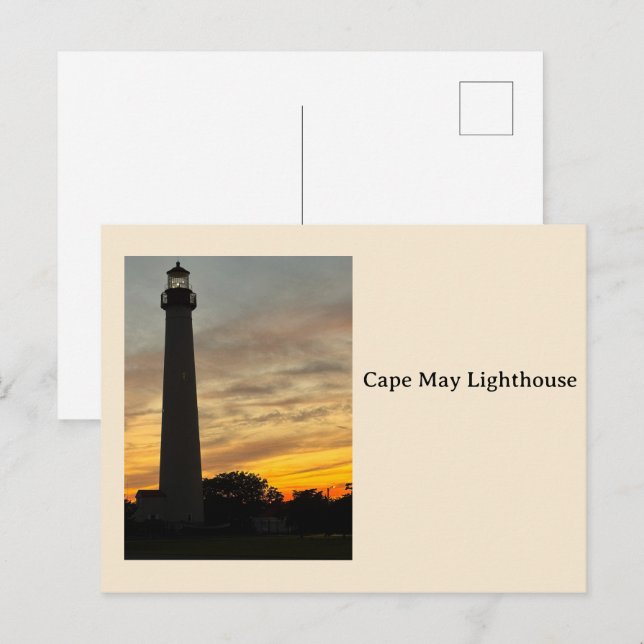 Cape May Lighthouse Sunset Postcard (Front/Back)