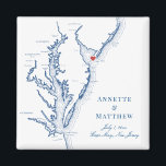 Cape May New Jersey Destination Wedding Favour Magnet<br><div class="desc">Quick and Easy ordering! These Cape May, New Jersey map magnets make great New Jersey beach wedding favours to include in your Cape May destination wedding welcome bags. Move the heart by clicking "Edit Using design tool" under "Personalise". Featuring a map of Chesapeake Bay with Artwork by Coastal Map Designs...</div>