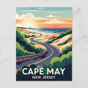 Cape May New Jersey Illustration Travel Postcard