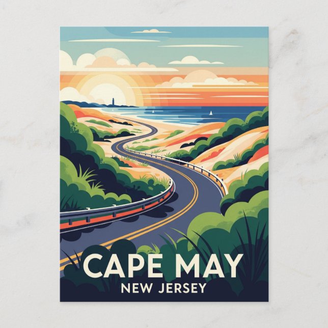 Cape May New Jersey Illustration Travel Postcard (Front)
