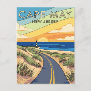 Cape May New Jersey Illustration Travel Postcard
