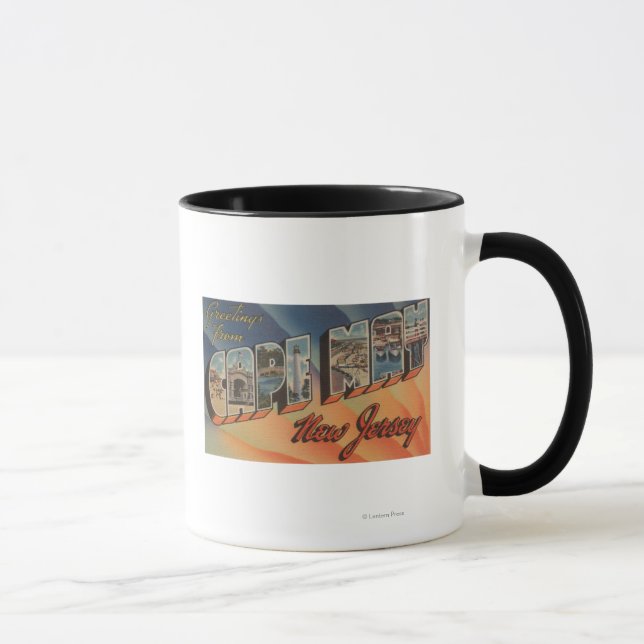 Cape May, New Jersey - Large Letter Scenes Mug (Right)