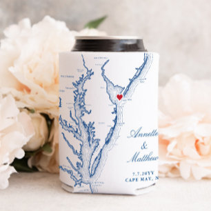 Cape May New Jersey Map Wedding Favour Drink Can Cooler