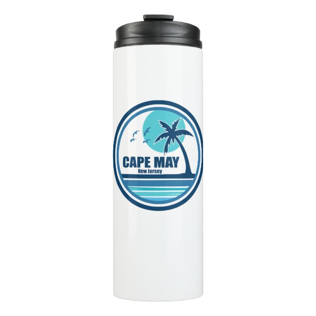 Cape May New Jersey Palm Tree Birds Thermal Tumbler (Front)