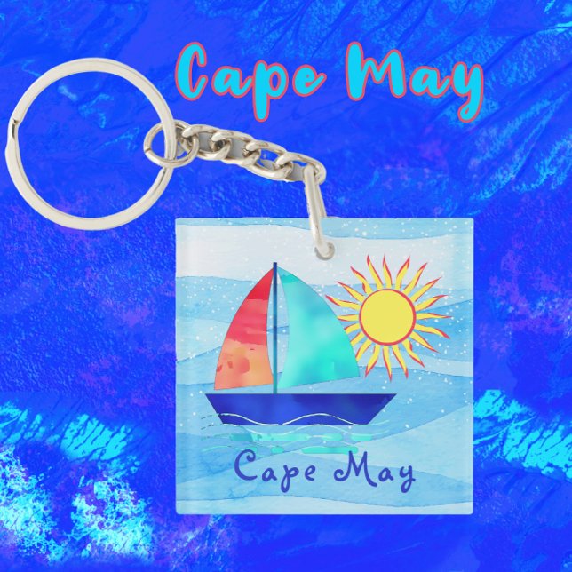 Cape May New Jersey Sailboat and Sunshine Vacation Key Ring (Creator Uploaded)