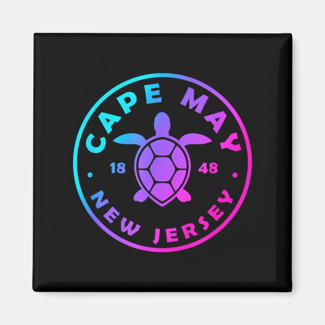 Cape May New Jersey Sea Turtle Tie Dye Vacation  Magnet (Front)