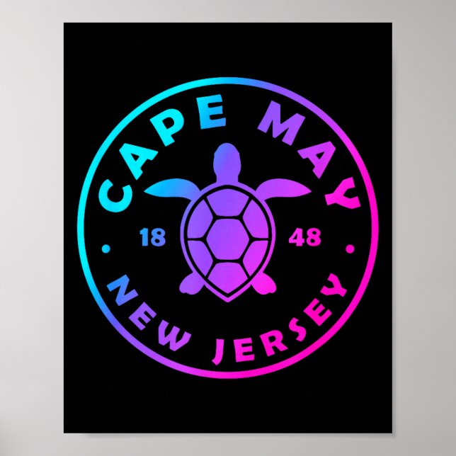 Cape May New Jersey Sea Turtle Tie Dye Vacation  Poster (Front)