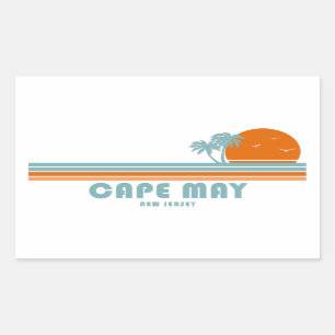 Cape May New Jersey Sun Palm Trees Rectangular Sticker