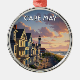 Cape May New Jersey Travel Postcard Metal Tree Decoration