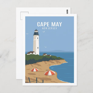 Cape May New Jersey USA Travel Place Illustration Postcard