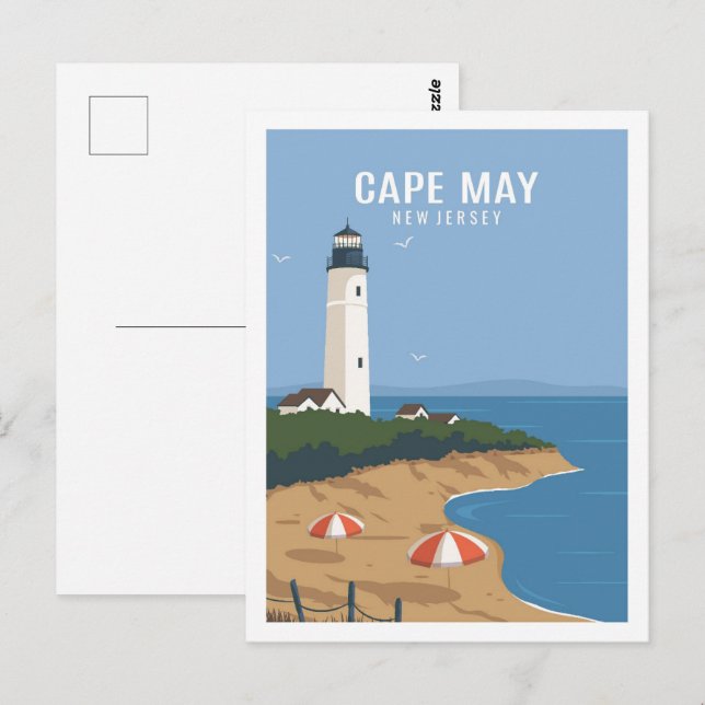 Cape May New Jersey USA Travel Place Illustration Postcard (Front/Back)