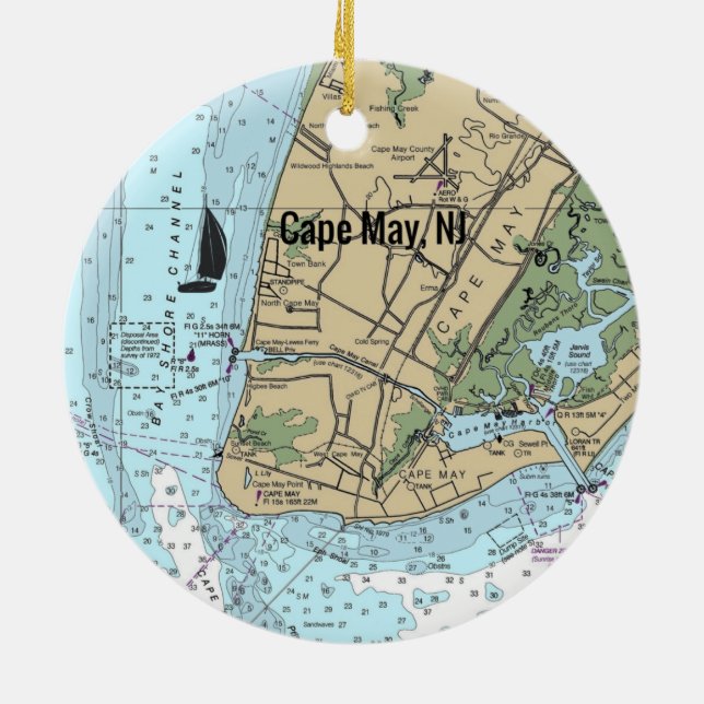 Cape May NJ Ceramic Tree Decoration (Back)