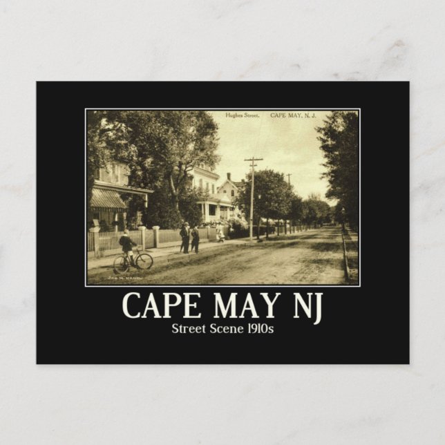 Cape May NJ Hughes St, 1910s Postcard (Front)