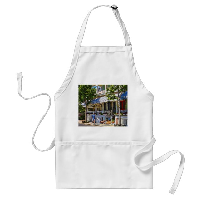 Cape May NJ – Man Walking His Goldendoodle Standard Apron (Front)