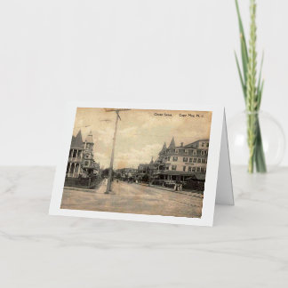 Cape May NJ, Ocean Street, c1910 Vintage Foil Greeting Card