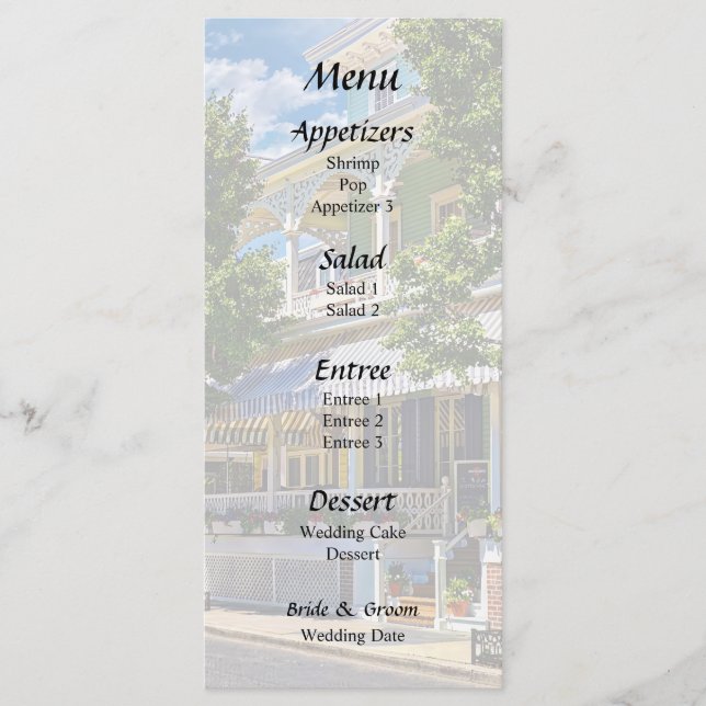 Cape May NJ – Restaurant on Jackson Street Menu (Front)