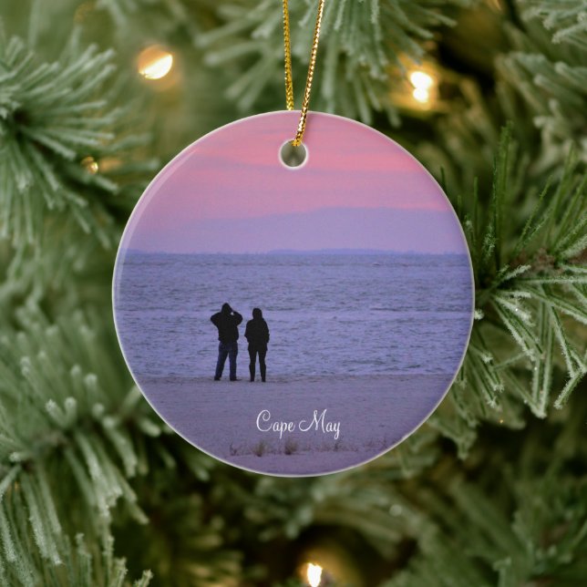 Cape May Ocean Sunset Ceramic Tree Decoration (Tree)