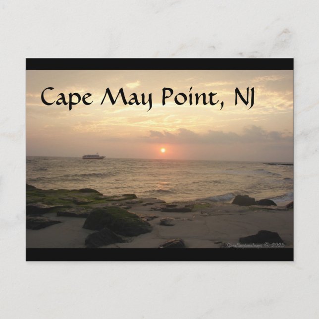 Cape May Point, NJ at sunset greeting card (Front)