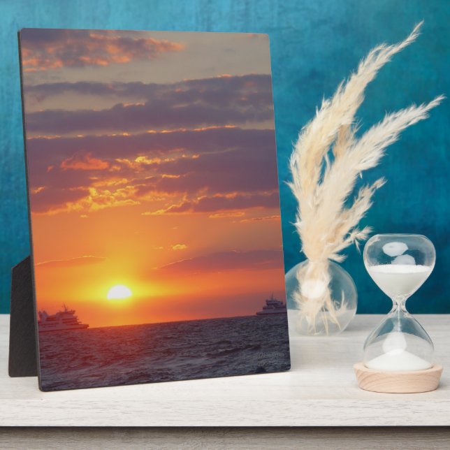 Cape May Sunset Two Ships Passing Easel Plaque (Side)